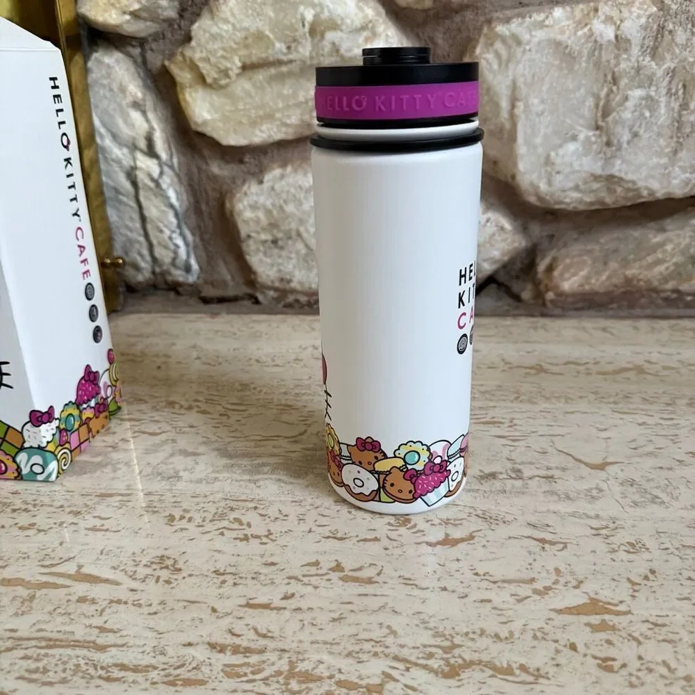 NIB Hello Kitty Cafe truck stainless steel thermal bottle retired print 2017 sm